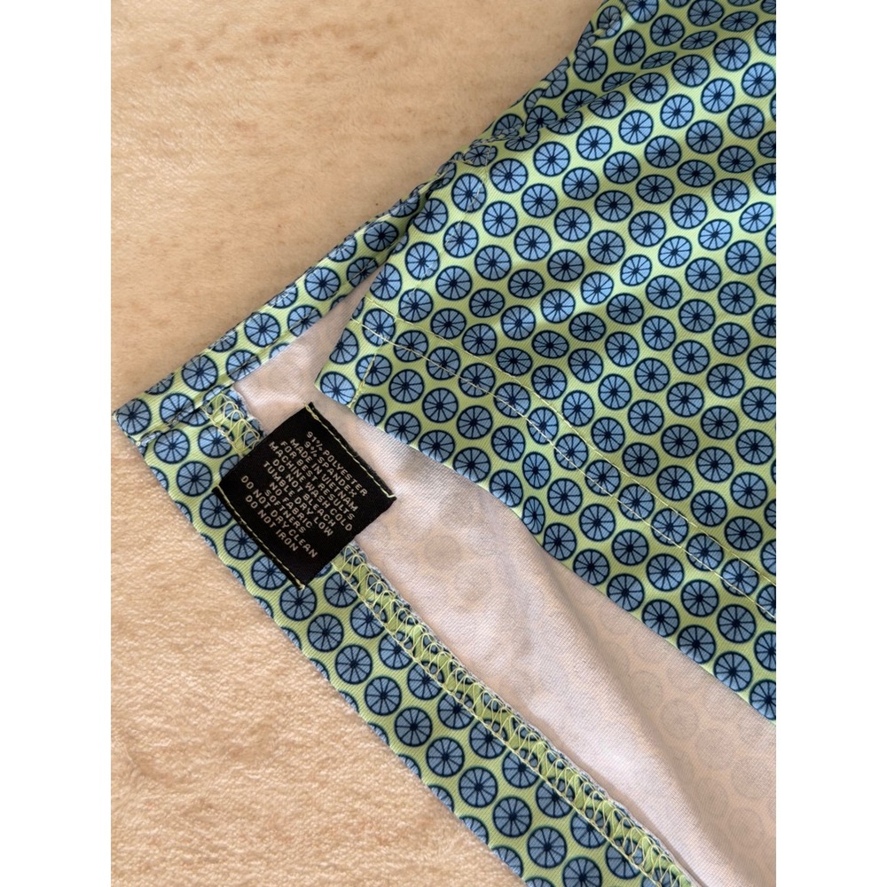 Turtleson Mens Performance Golf Polo Shirt Blue Green Geometric Print Size M - Picture 3 of 9